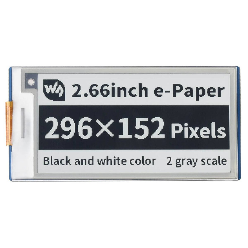2.66" E-Paper Display Module for Raspberry Pi Pico (Black/White) (296×152) by Waveshare - The Pi Hut
