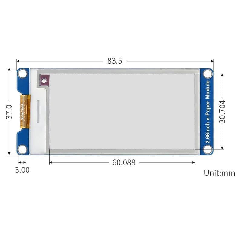 2.66" Red/Black/White E-Ink Display Module (296x152) - The Pi Hut