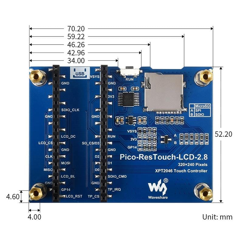 2.8" Touchscreen IPS LCD Display for Raspberry Pi Pico (320x240) by Waveshare - The Pi Hut