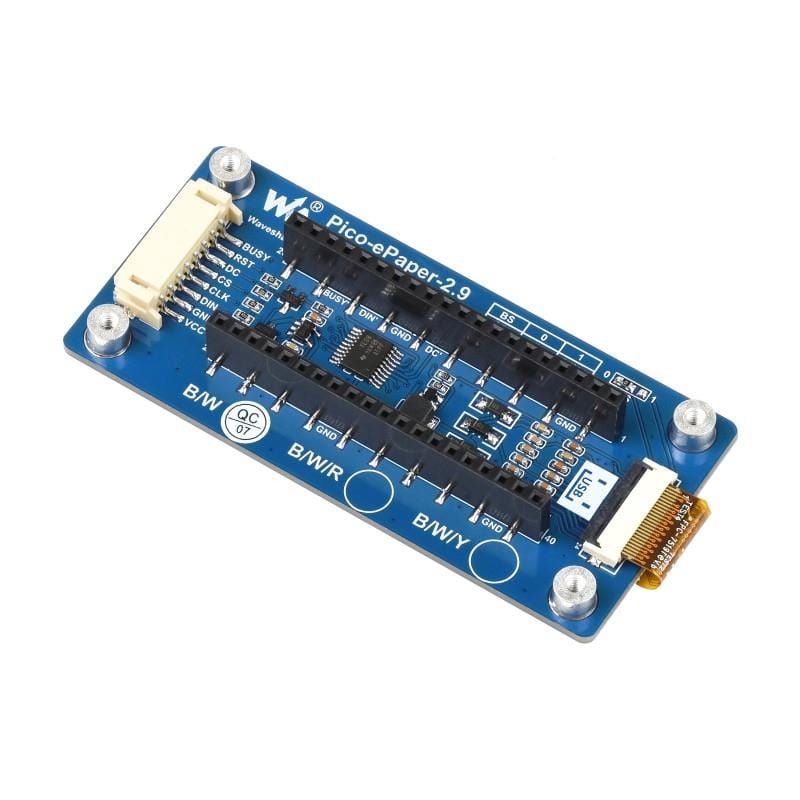 2.9" Black/White E-Ink E-Paper Display Module for Raspberry Pi Pico (296×128) by Waveshare - The Pi Hut