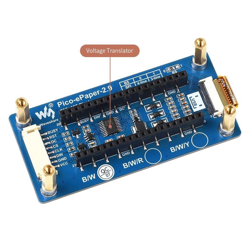 2.9" Black/White E-Ink E-Paper Display Module for Raspberry Pi Pico (296×128) by Waveshare - The Pi Hut