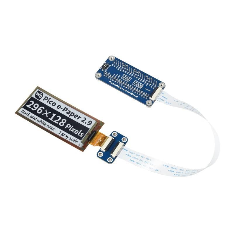 2.9" Flexible E-Paper Display Module for Raspberry Pi Pico (Black/White) (296×128) by Waveshare - The Pi Hut