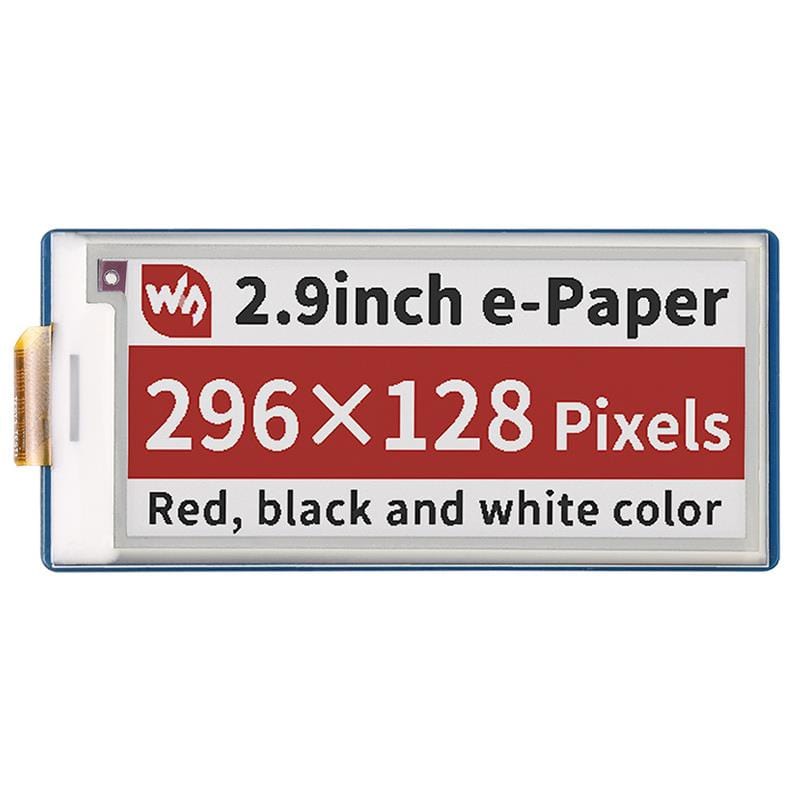 2.9" Red/Black/White E-Ink E-Paper Display Module for Raspberry Pi Pico (296×128) by Waveshare - The Pi Hut