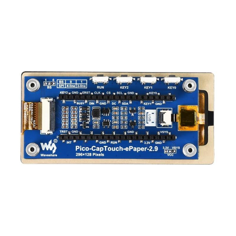 2.9" Touchscreen E-Paper Display Module for Raspberry Pi Pico (296×128) (Black/White) by Waveshare - The Pi Hut
