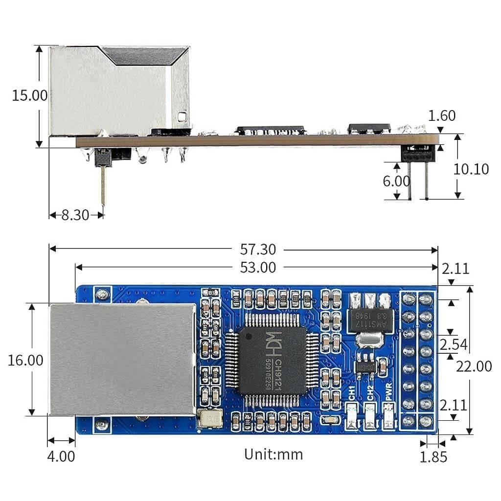 2-Channel UART to Ethernet Converter (CH9121) by Waveshare - The Pi Hut