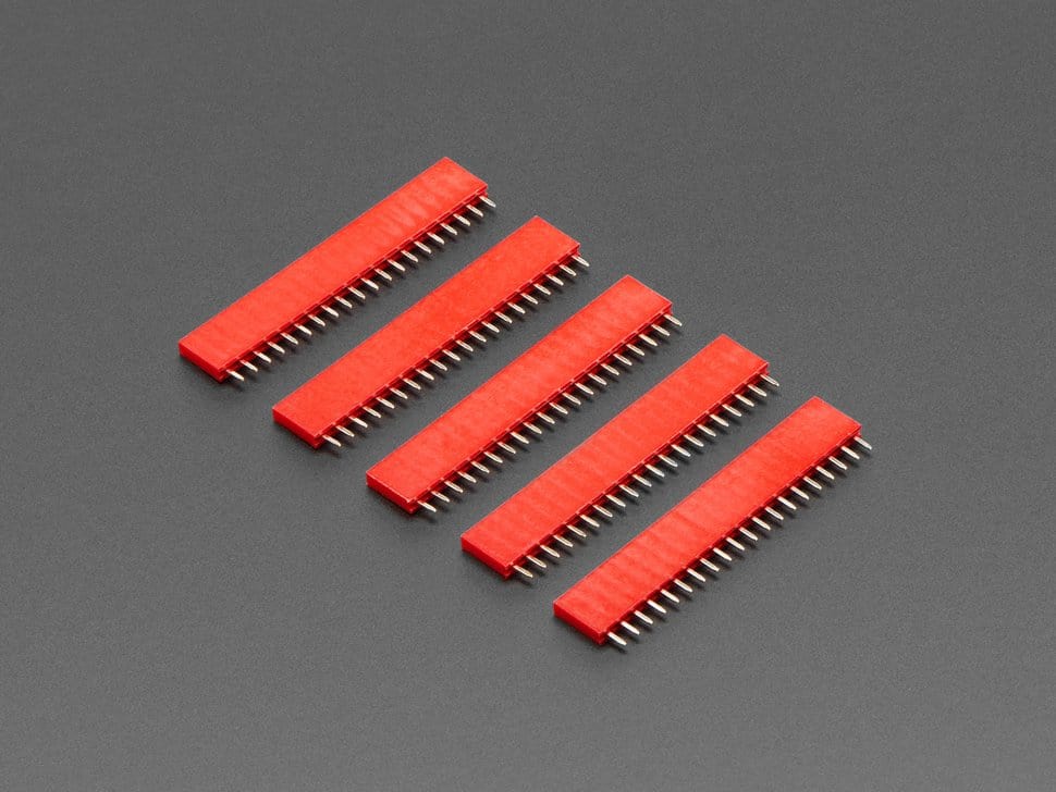 20-pin 0.1" Female Header - Red - 5 pack by The Pi Hut - The Pi Hut