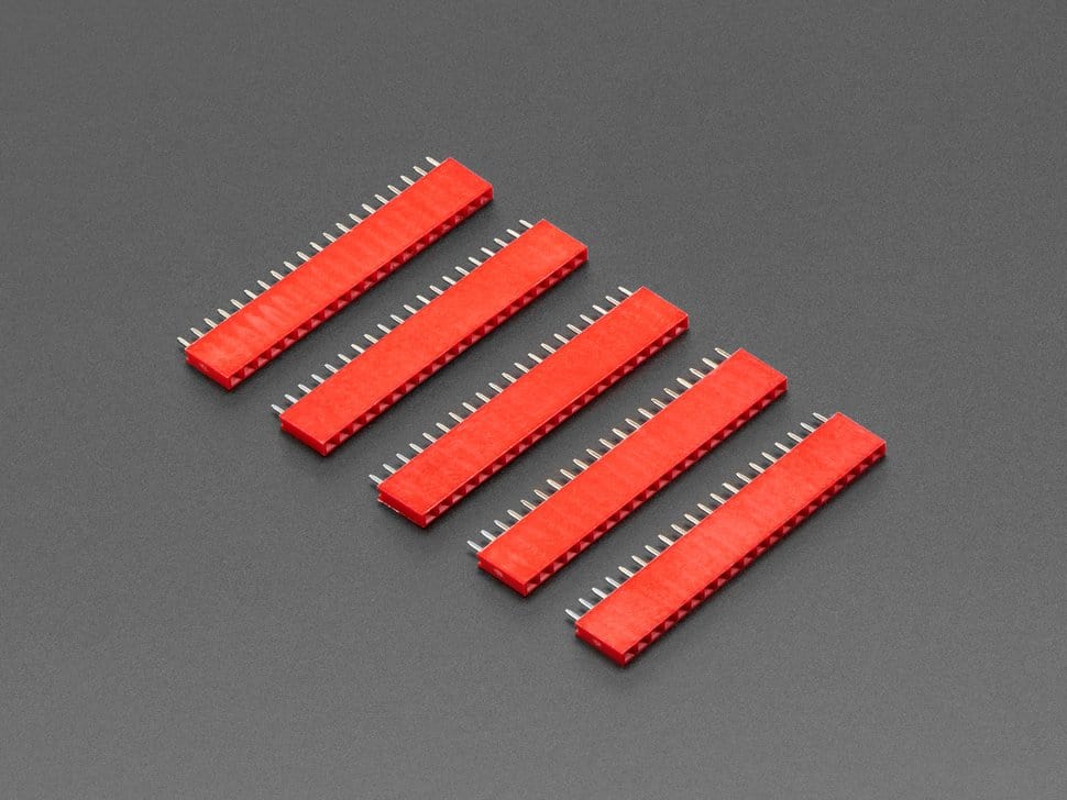 20-pin 0.1" Female Header - Red - 5 pack by The Pi Hut - The Pi Hut