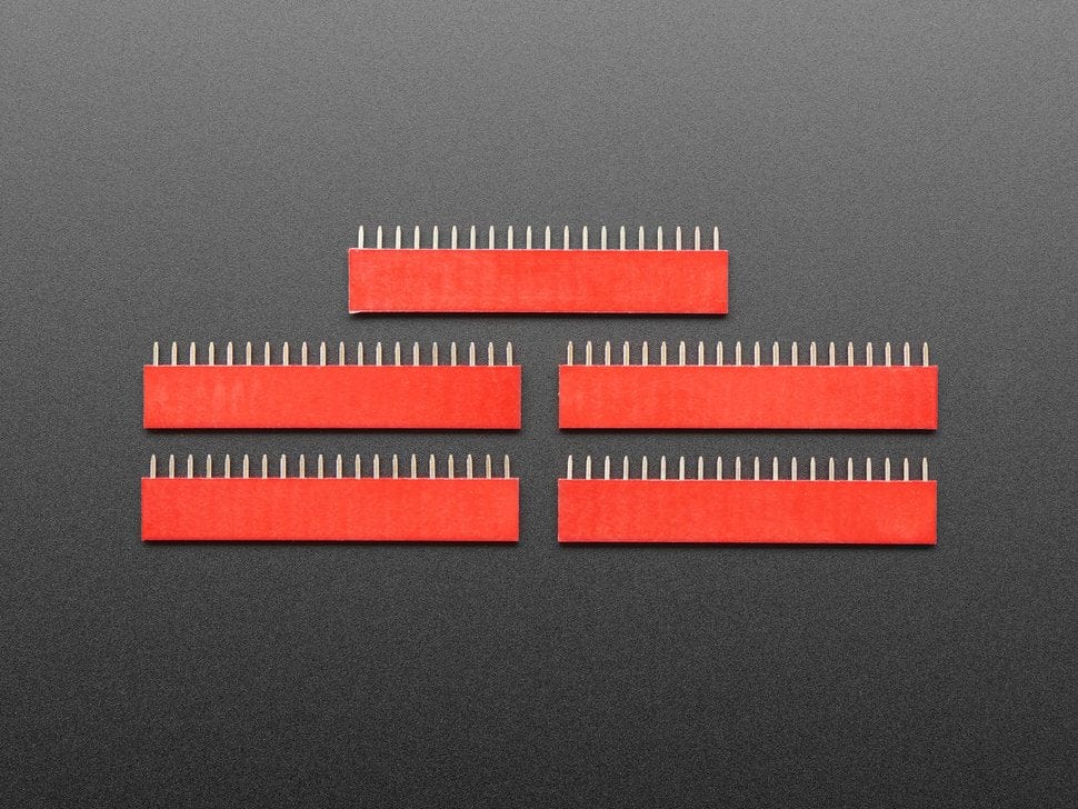 20-pin 0.1" Female Header - Red - 5 pack by The Pi Hut - The Pi Hut