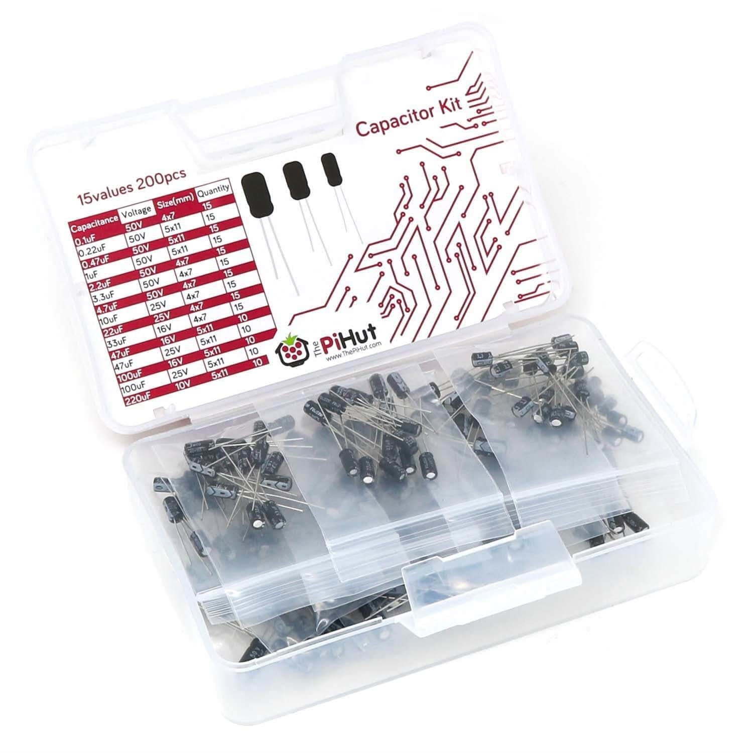 200-Piece Ultimate Capacitor Kit by The Pi Hut - The Pi Hut