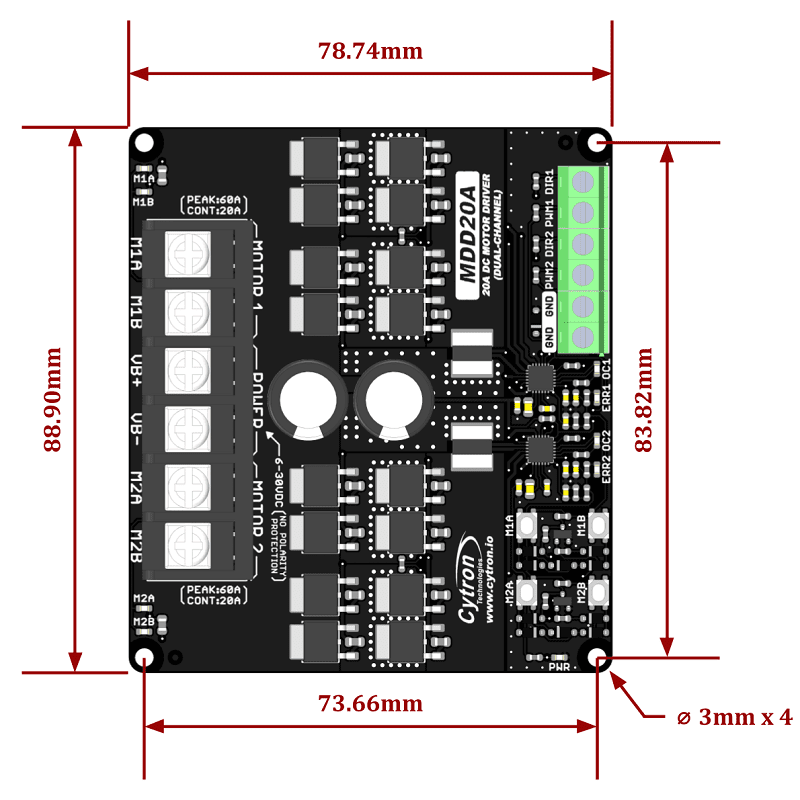 20A 6V-30V 2-Channel DC Motor Driver by Cytron - The Pi Hut