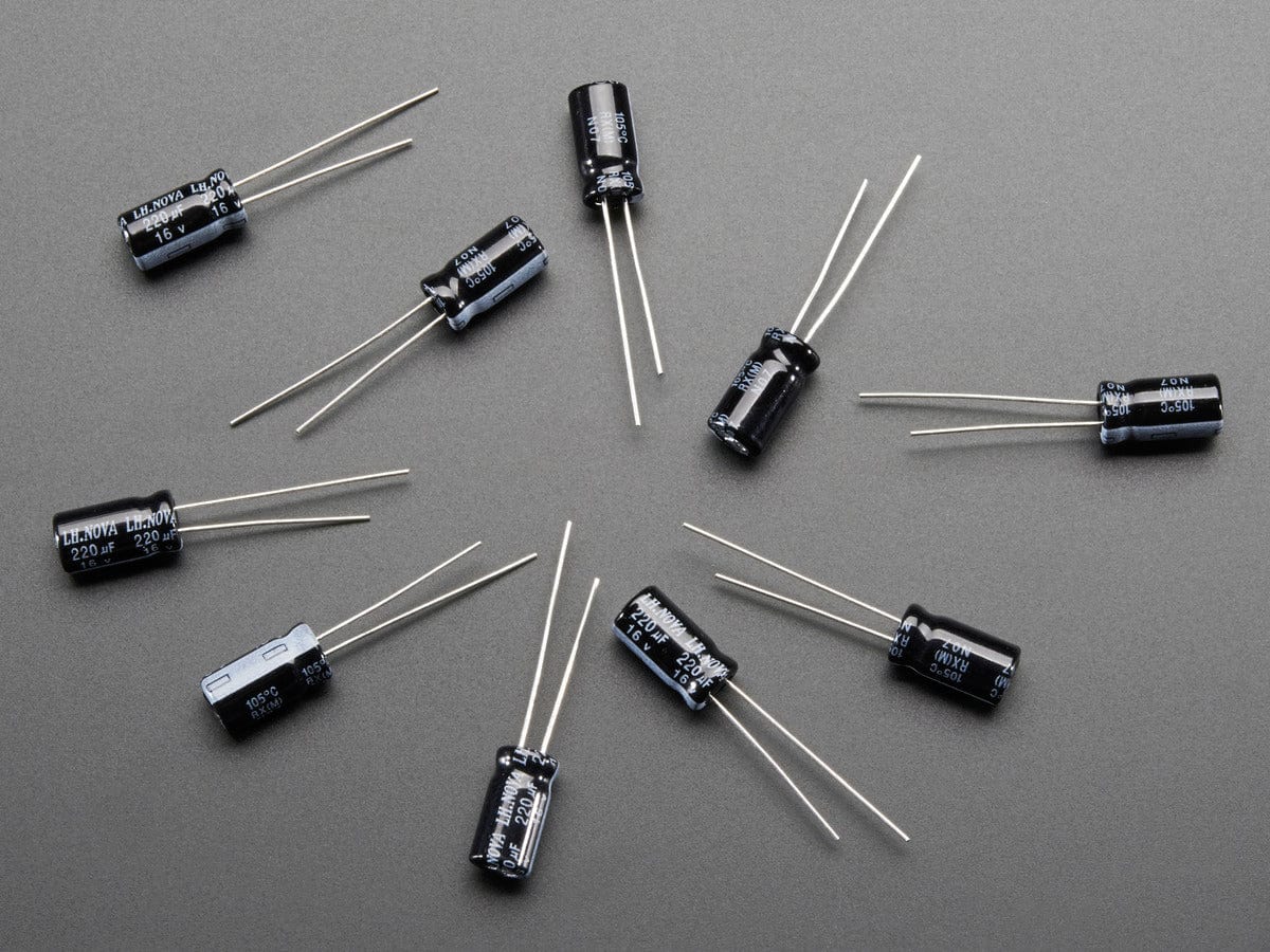 220uF 16V Electrolytic Capacitors - Pack of 10 by The Pi Hut - The Pi Hut