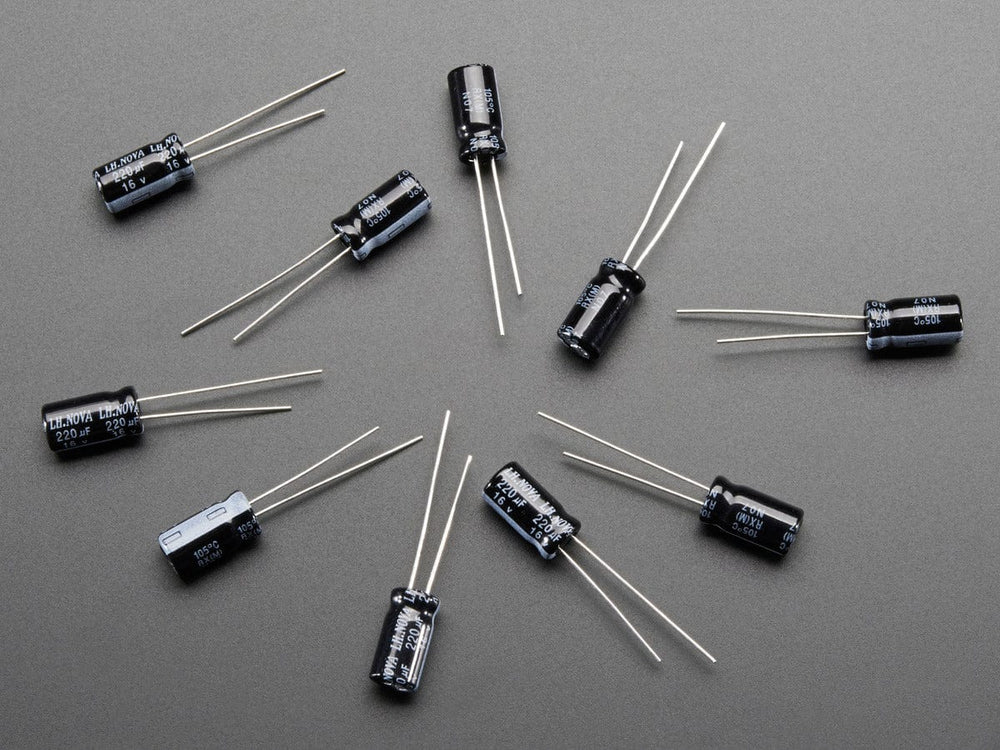 220uF 16V Electrolytic Capacitors - Pack of 10 by The Pi Hut - The Pi Hut