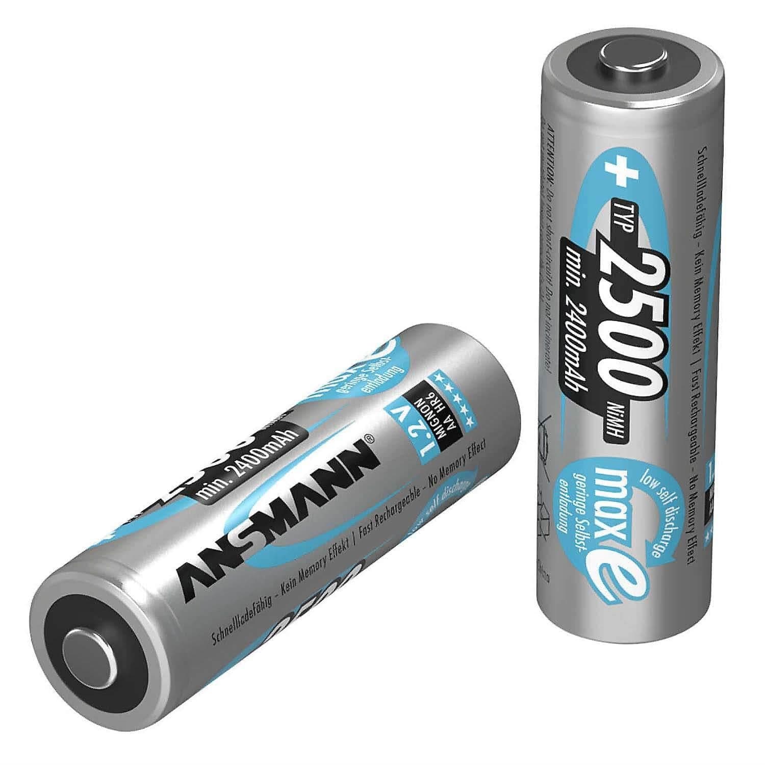 2500mAh NiMH Rechargeable AA Batteries (2-Pack) by ANSMANN - The Pi Hut