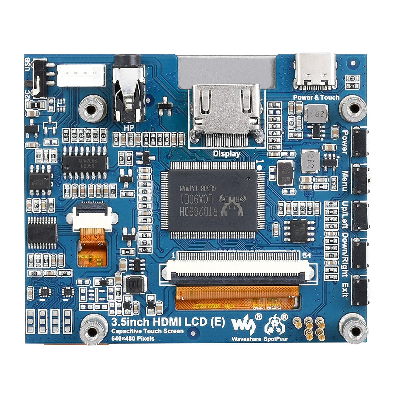 3.5" HDMI Capacitive Touch IPS LCD Display (640×480) by Waveshare - The Pi Hut