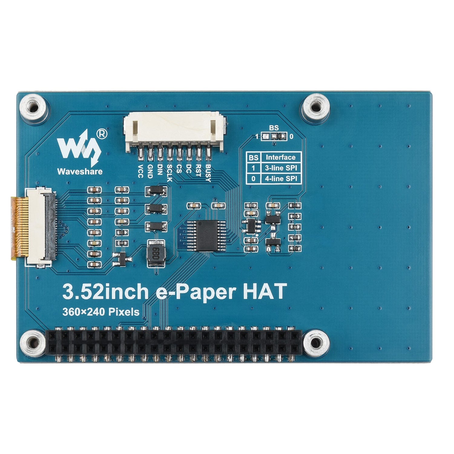 3.52" E-Paper HAT (360x240) by Waveshare - The Pi Hut