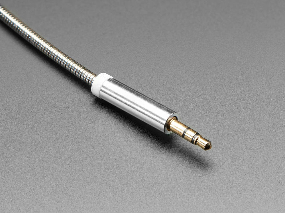 3.5mm Stereo Male/Male Audio Cable - Silver Metal - 1 meter long by The Pi Hut - The Pi Hut