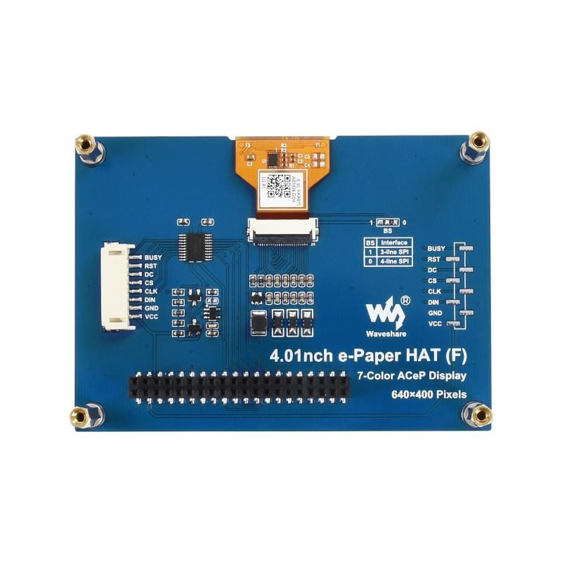 4.01" ACeP 7-Colour E-Paper Display HAT for Raspberry Pi by Waveshare - The Pi Hut