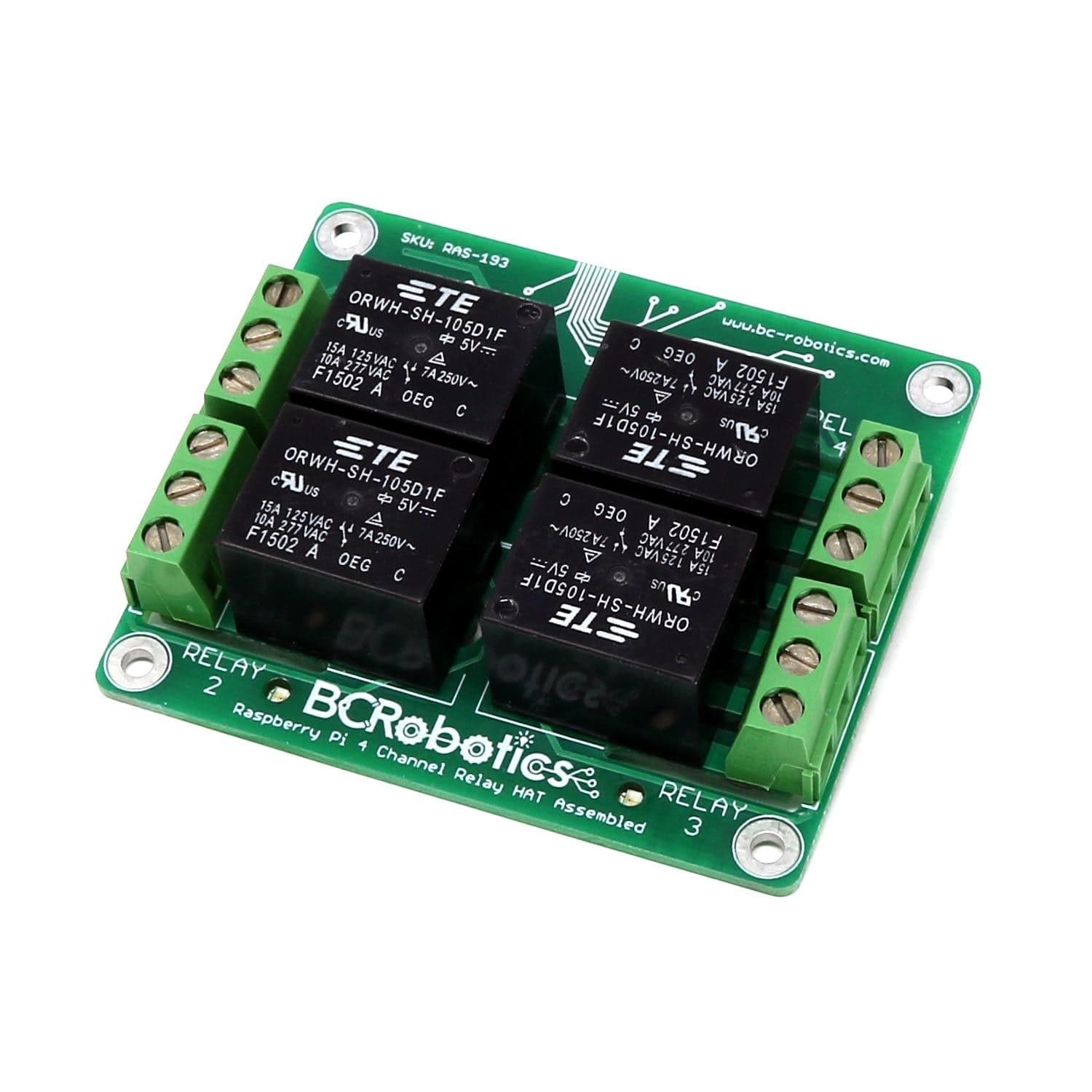4-Channel Relay HAT for Raspberry Pi by BCRobotics - The Pi Hut