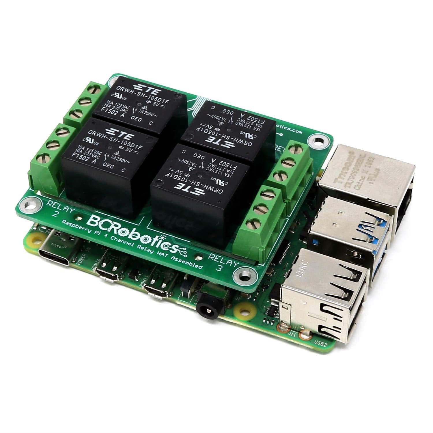 4-Channel Relay HAT for Raspberry Pi by BCRobotics - The Pi Hut
