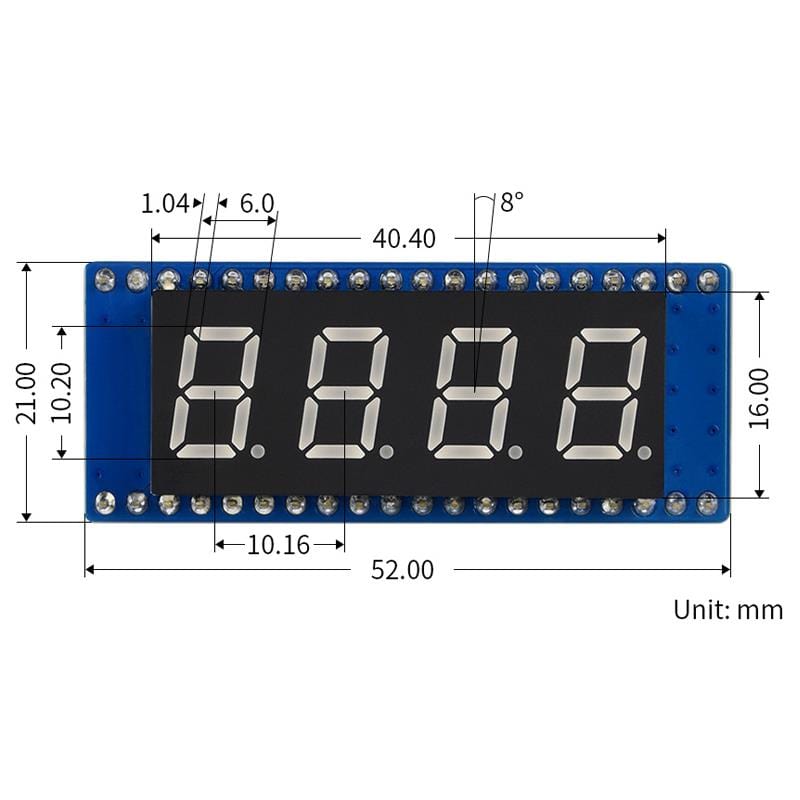 4-Digit 8-Segment Display Module for Raspberry Pi Pico by Waveshare - The Pi Hut