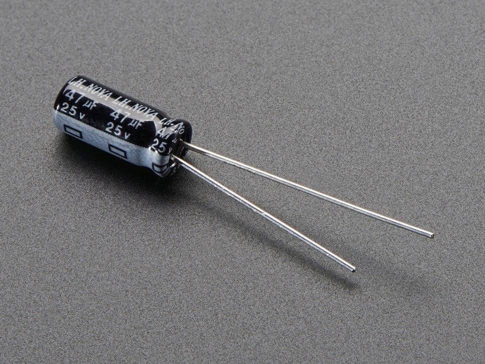 47uF 25V Electrolytic Capacitors - Pack of 10 by The Pi Hut - The Pi Hut