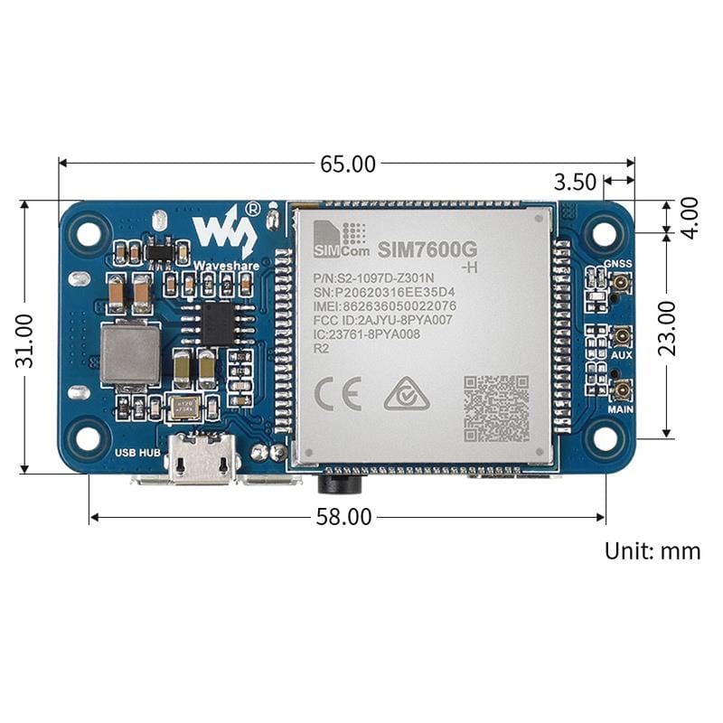 4G pHAT for Raspberry Pi - LTE Cat-4/3G/2G with GNSS Positioning by Waveshare - The Pi Hut