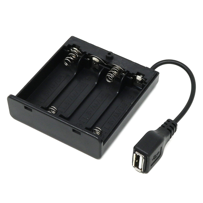 4xAA USB Battery Holder with Cover and Switch - The Pi Hut