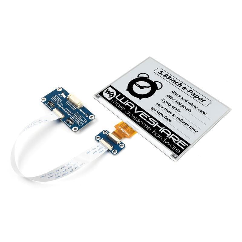 5.83" E-Ink Display HAT For Raspberry Pi (648×480) by Waveshare - The Pi Hut