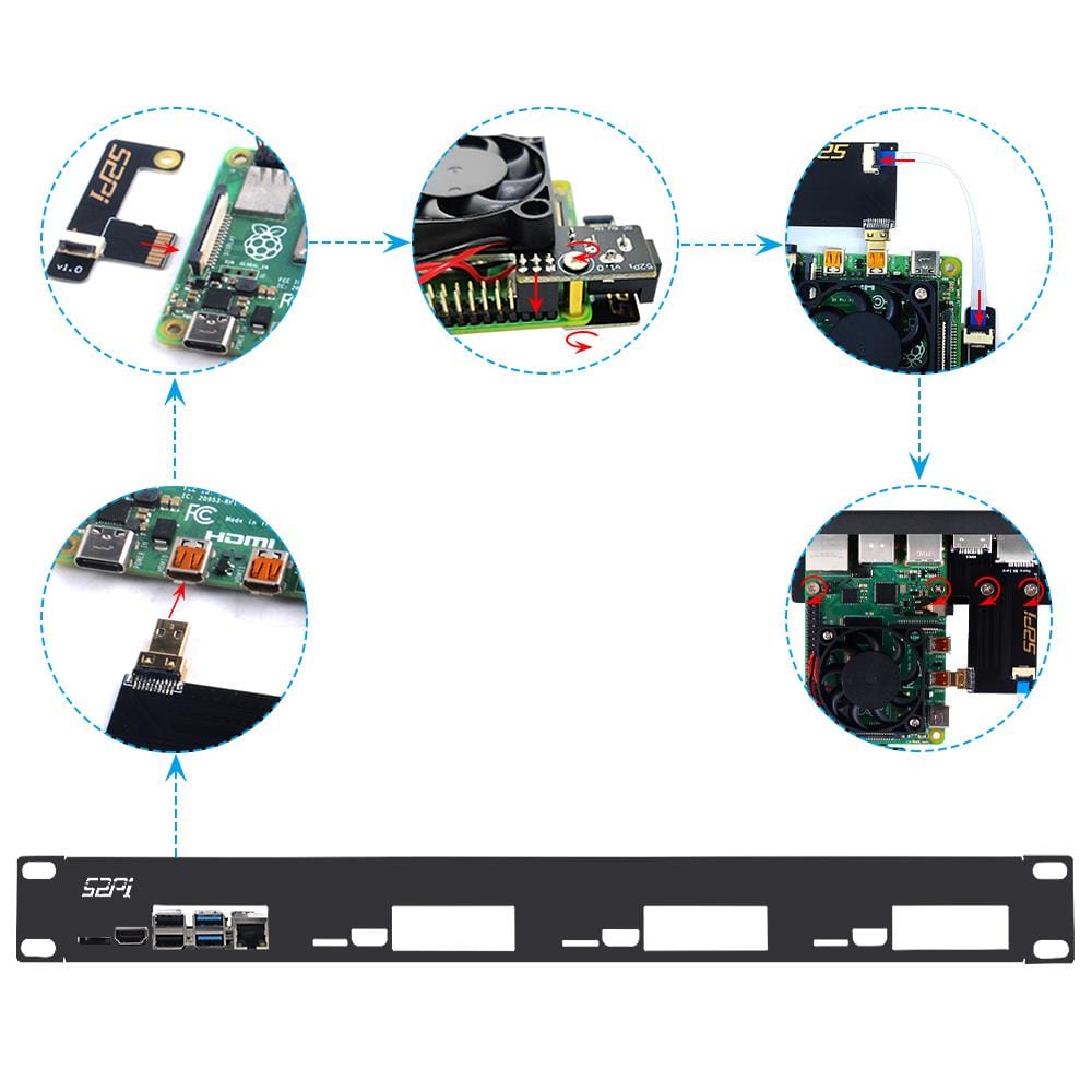 52Pi 1U 19" Rack Mount for Raspberry Pi 4 - The Pi Hut