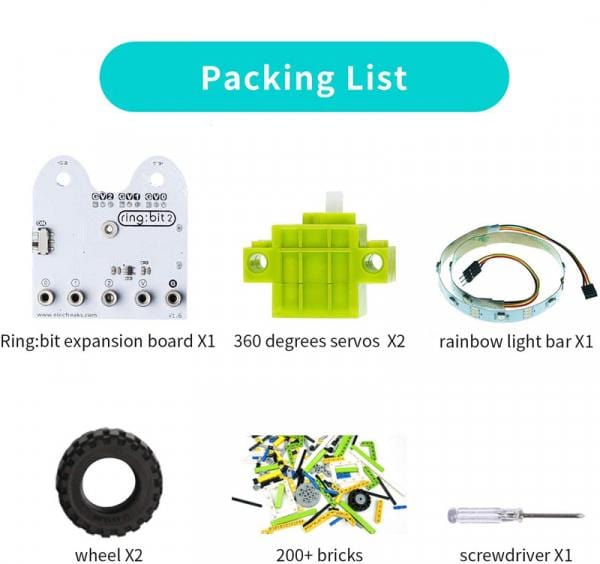 6-in-1 Ring:bit Bricks Pack for micro:bit (Building Brick Compatible) by Elecfreaks - The Pi Hut