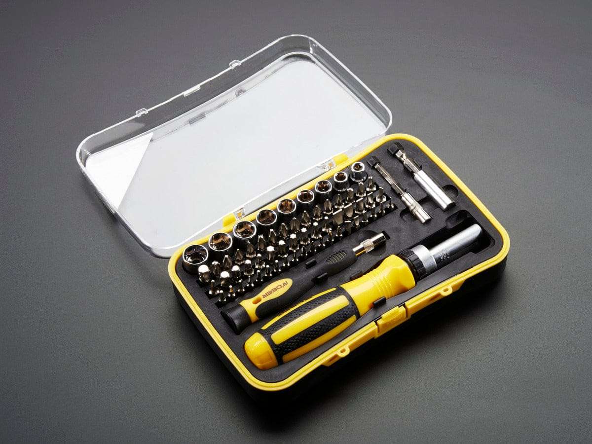 65 Piece Ratchet Screwdriver and Tool Bit Set by The Pi Hut - The Pi Hut