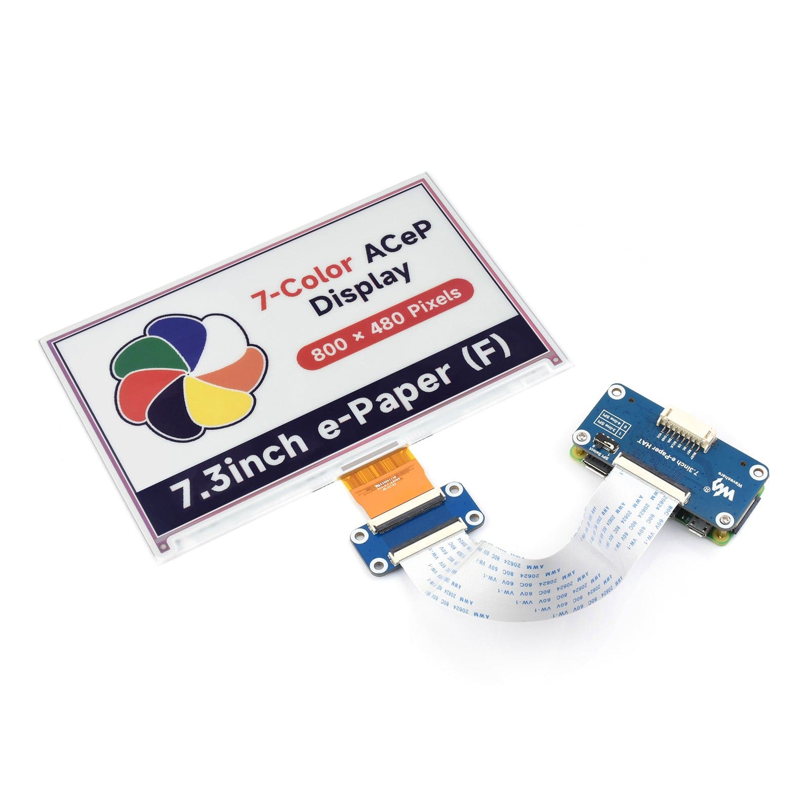 7.3" ACeP 7-Color E-Paper E-Ink Display Module (800×480) by Waveshare - The Pi Hut