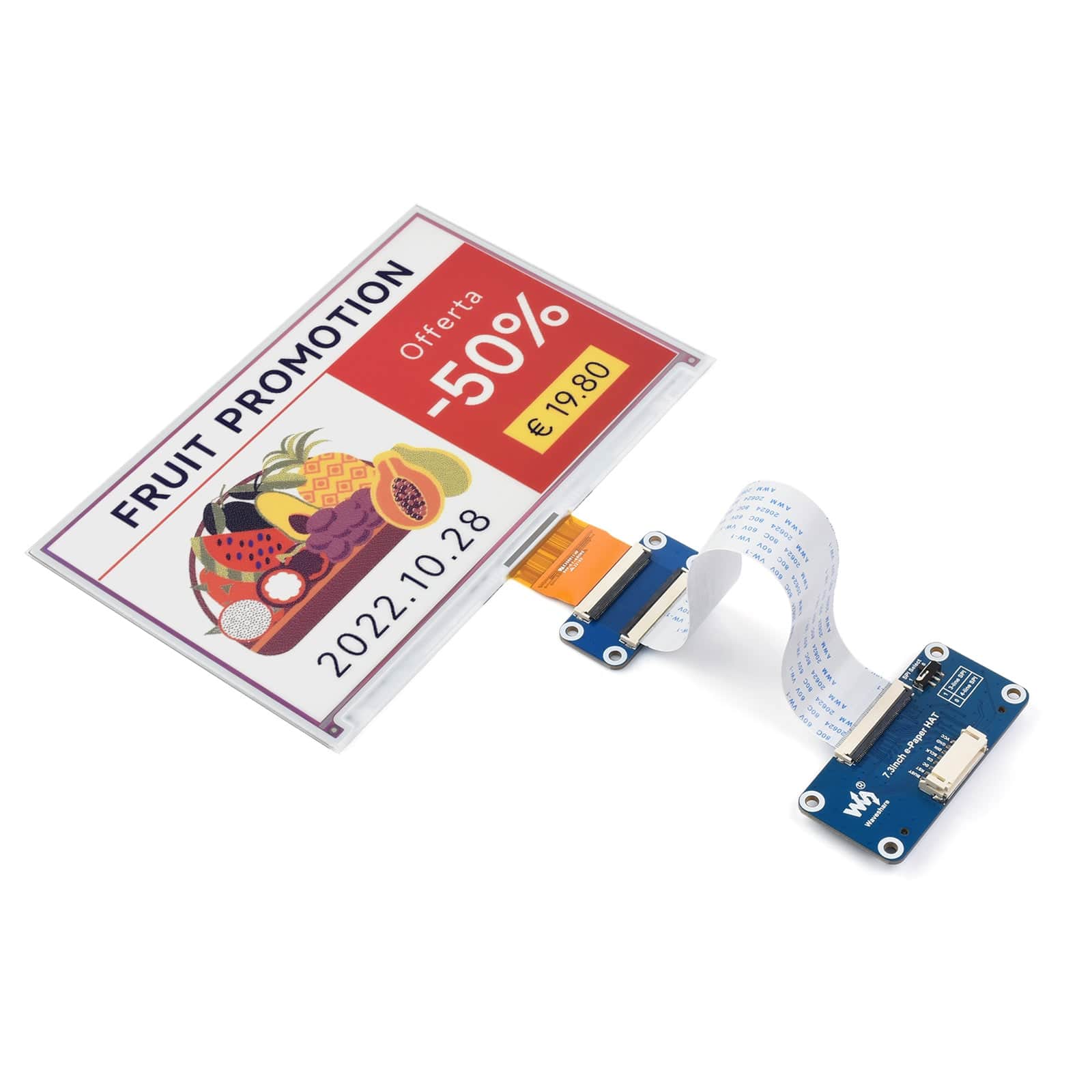 7.3" ACeP 7-Color E-Paper E-Ink Display Module (800×480) by Waveshare - The Pi Hut