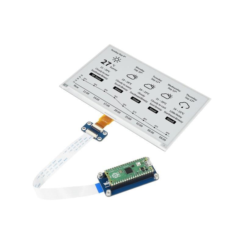 7.5" E-Paper Display Module for Raspberry Pi Pico (Black/White) (800×480) by Waveshare - The Pi Hut