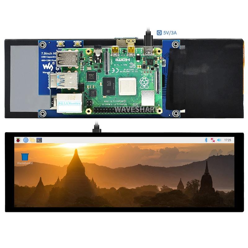7.9" IPS Capacitive Touchscreen (400x1280) by Waveshare - The Pi Hut