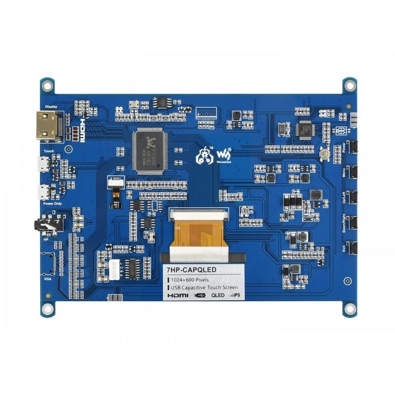7" QLED IPS Capacitive Touch Display (1024x600) by Waveshare - The Pi Hut