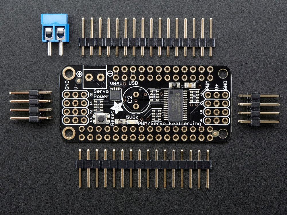 8-Channel PWM or Servo FeatherWing Add-on For All Feather Boards by Adafruit - The Pi Hut
