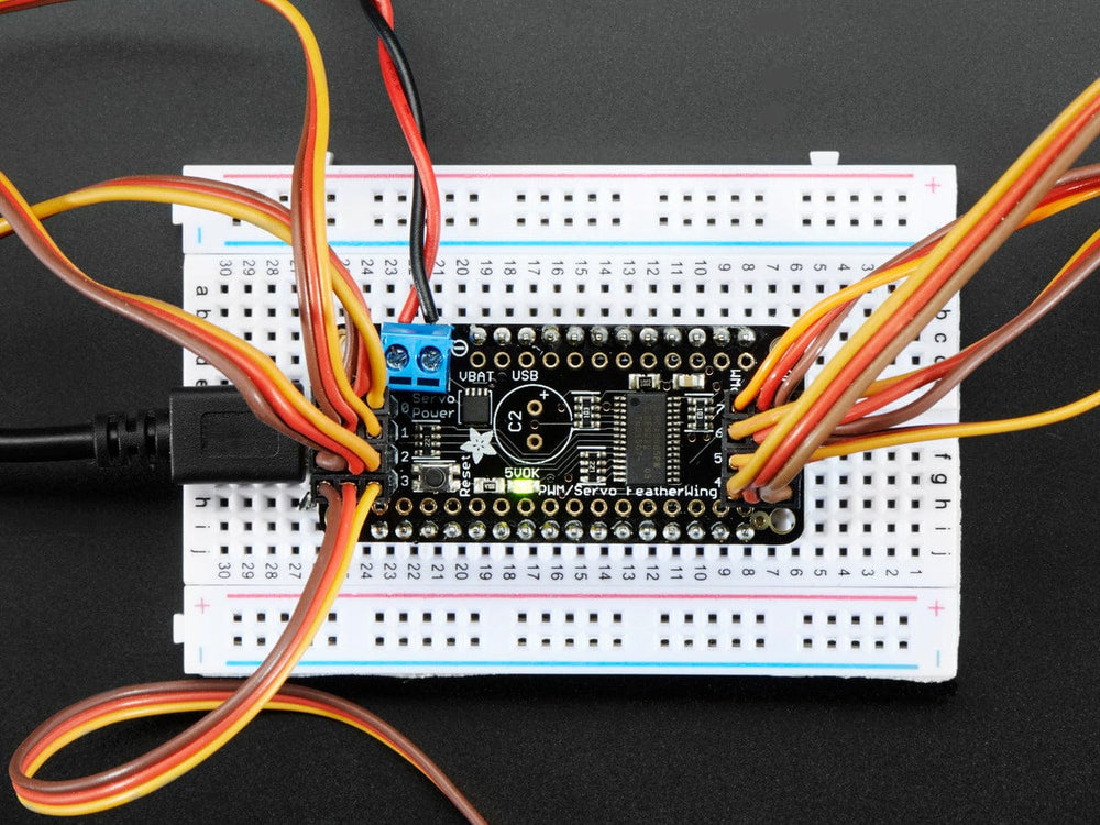 8-Channel PWM or Servo FeatherWing Add-on For All Feather Boards by Adafruit - The Pi Hut