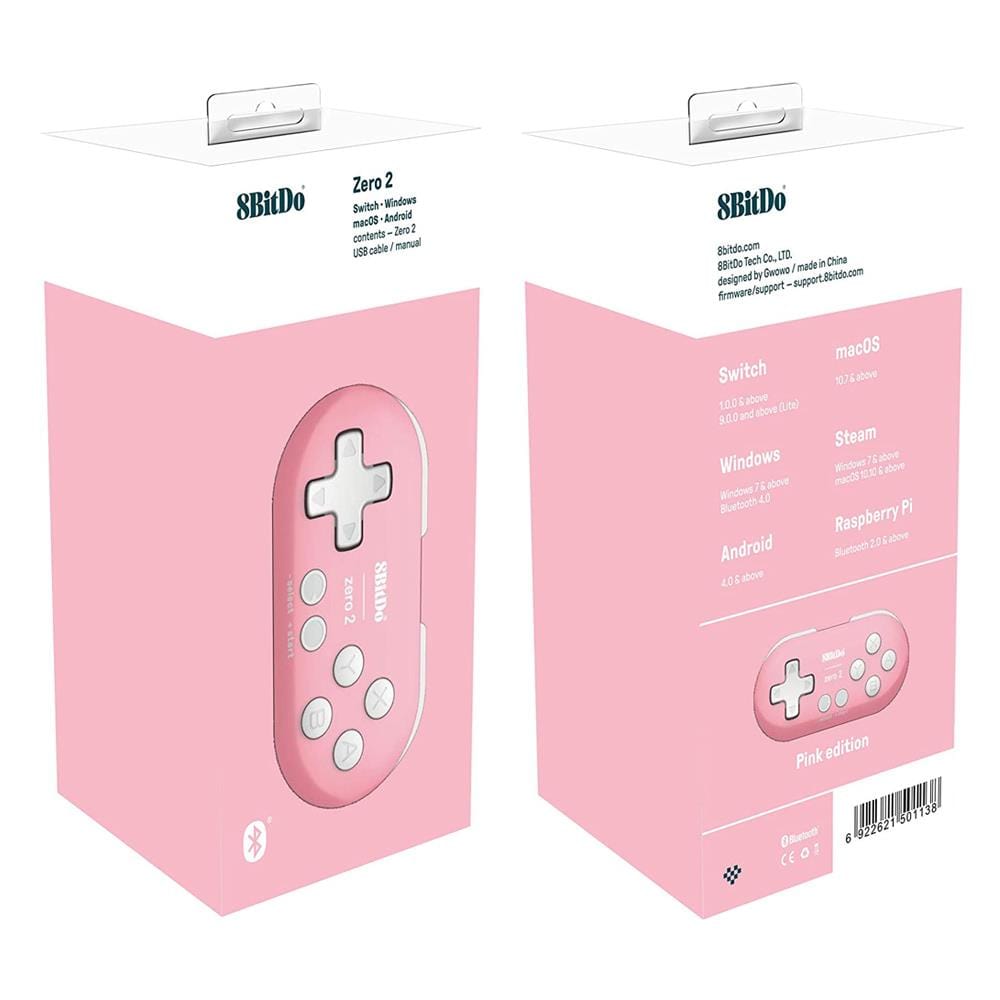 8BitDo Zero 2 Bluetooth Gamepad - Pink Edition by 8BitDo - The Pi Hut