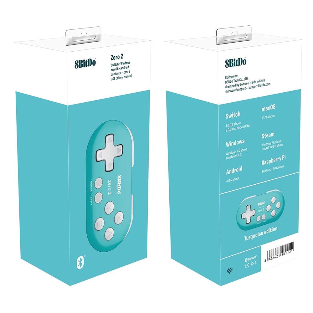 8BitDo Zero 2 Bluetooth Gamepad - Turquoise Edition by 8BitDo - The Pi Hut