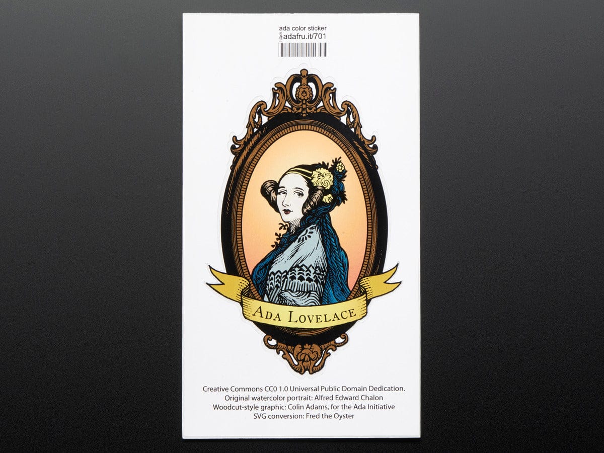 Ada Lovelace, large, oval, color - Sticker! by Adafruit - The Pi Hut