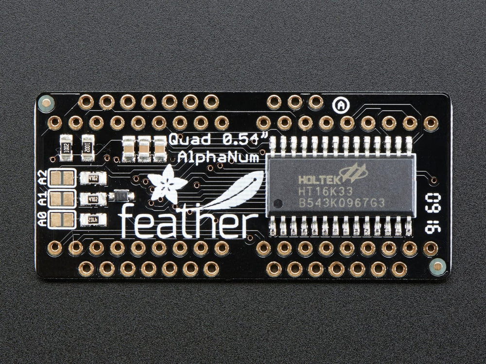 Adafruit 0.54" Quad Alphanumeric FeatherWing Display - Blue - The Pi Hut