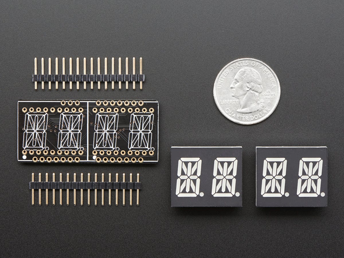 Adafruit 0.54" Quad Alphanumeric FeatherWing Display - Yellow by Adafruit - The Pi Hut