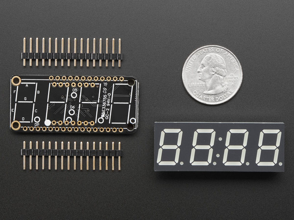Adafruit 0.56" 4-Digit 7-Segment FeatherWing Display - Red by Adafruit - The Pi Hut