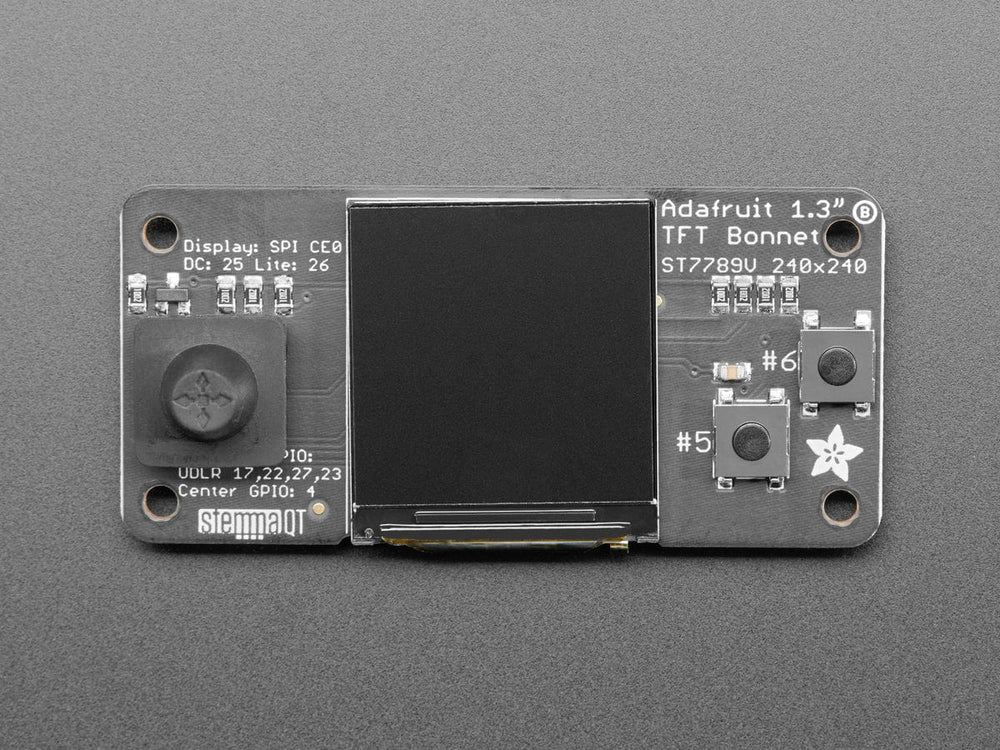 Adafruit 1.3" Color TFT Bonnet for Raspberry Pi (240x240 TFT + Joystick Add-on) by Adafruit - The Pi Hut