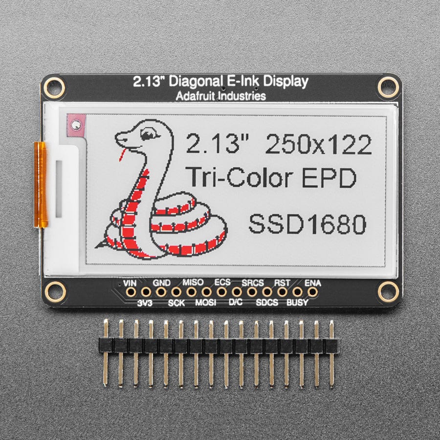 Adafruit 2.13" 250x122 Tri-Color eInk / ePaper Display with SRAM - SSD1680 Driver - The Pi Hut