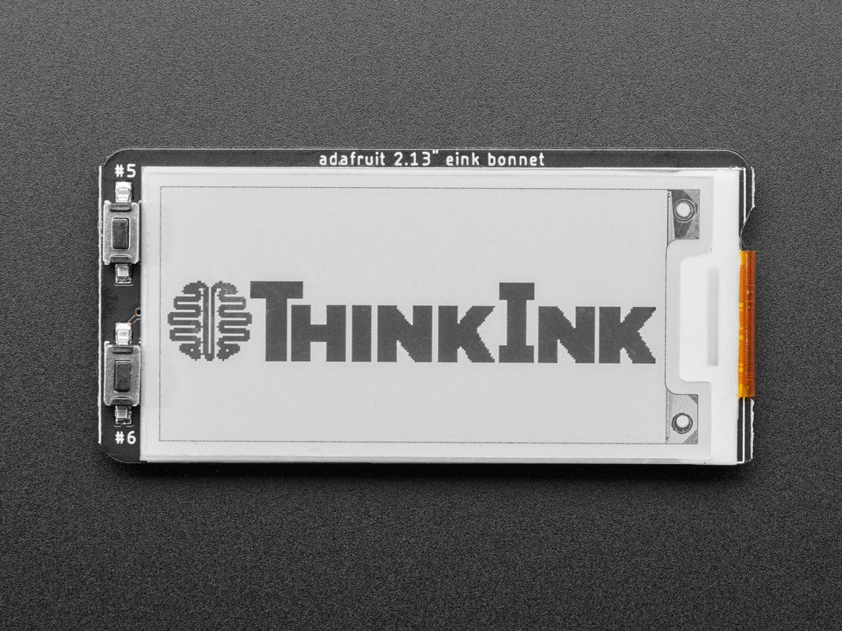 Adafruit 2.13" Monochrome E-Ink Bonnet for Raspberry Pi (THINK INK) by Adafruit - The Pi Hut