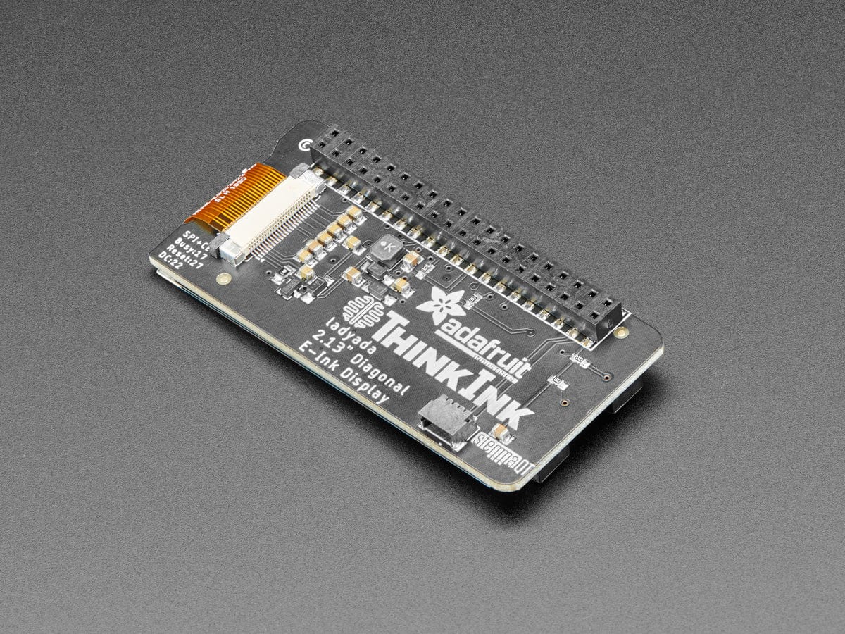 Adafruit 2.13" Monochrome E-Ink Bonnet for Raspberry Pi (THINK INK) by Adafruit - The Pi Hut