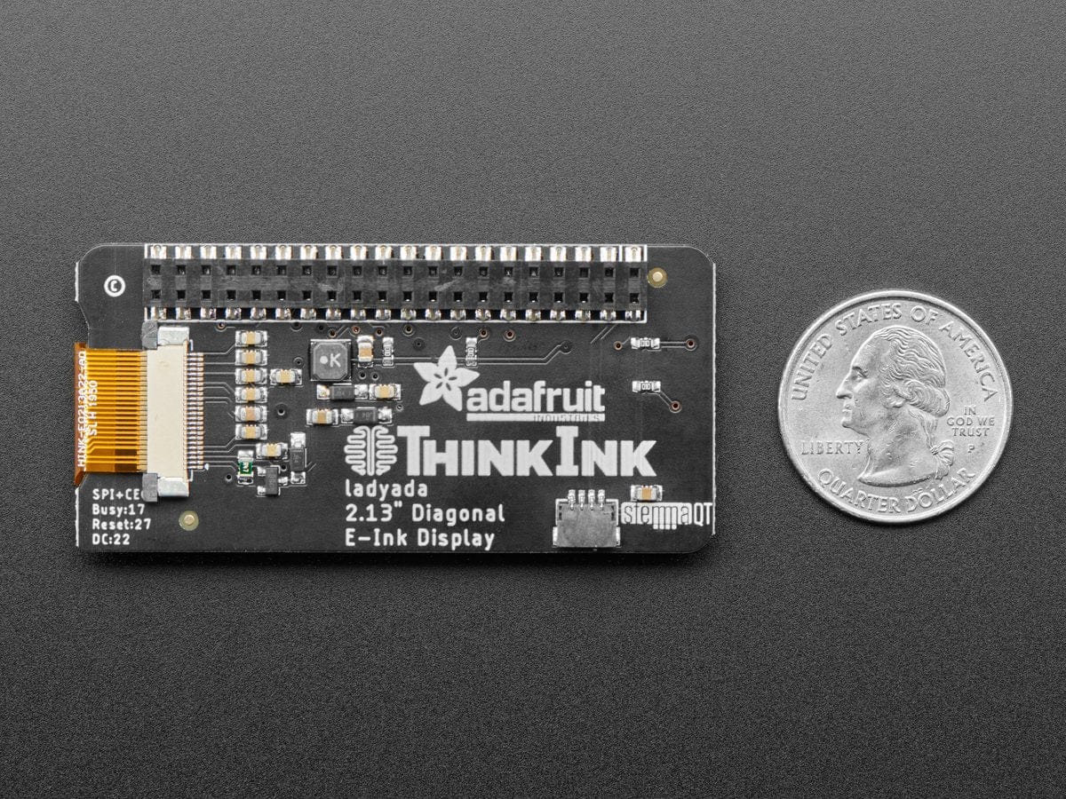 Adafruit 2.13" Monochrome E-Ink Bonnet for Raspberry Pi (THINK INK) by Adafruit - The Pi Hut
