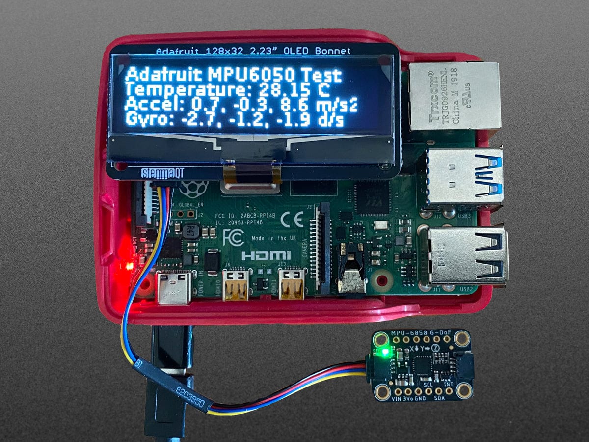 Adafruit 2.23" Monochrome OLED Bonnet for Raspberry Pi by Adafruit - The Pi Hut